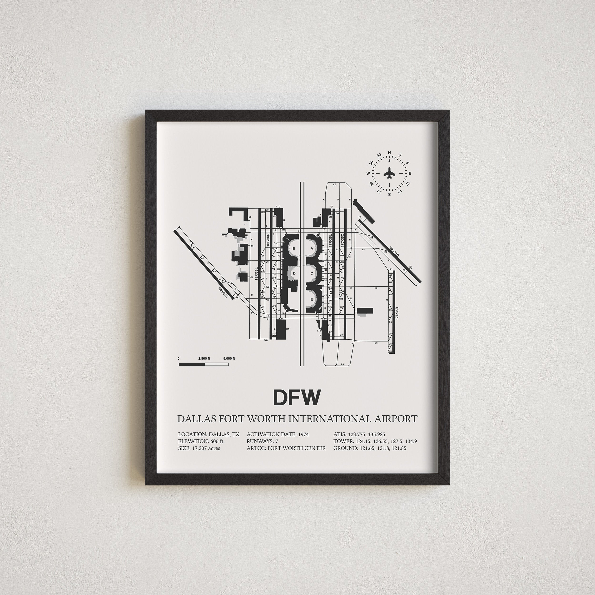 DFW Framed Airport Map